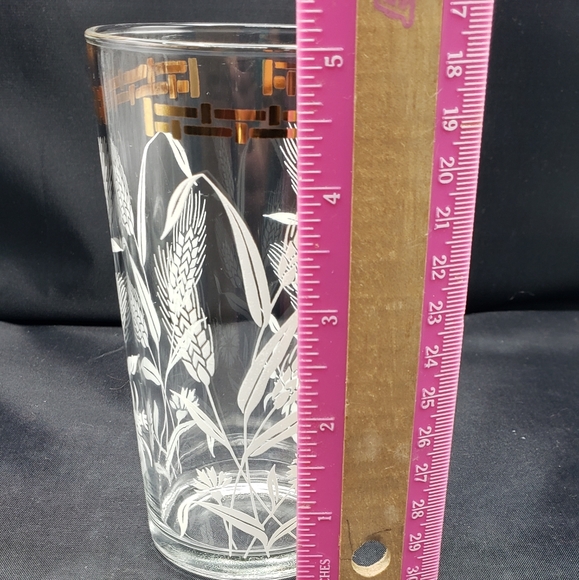 Vintage MCM Hazel Atlas 9 Gold with White wheat Tumblers - Picture 7 of 7